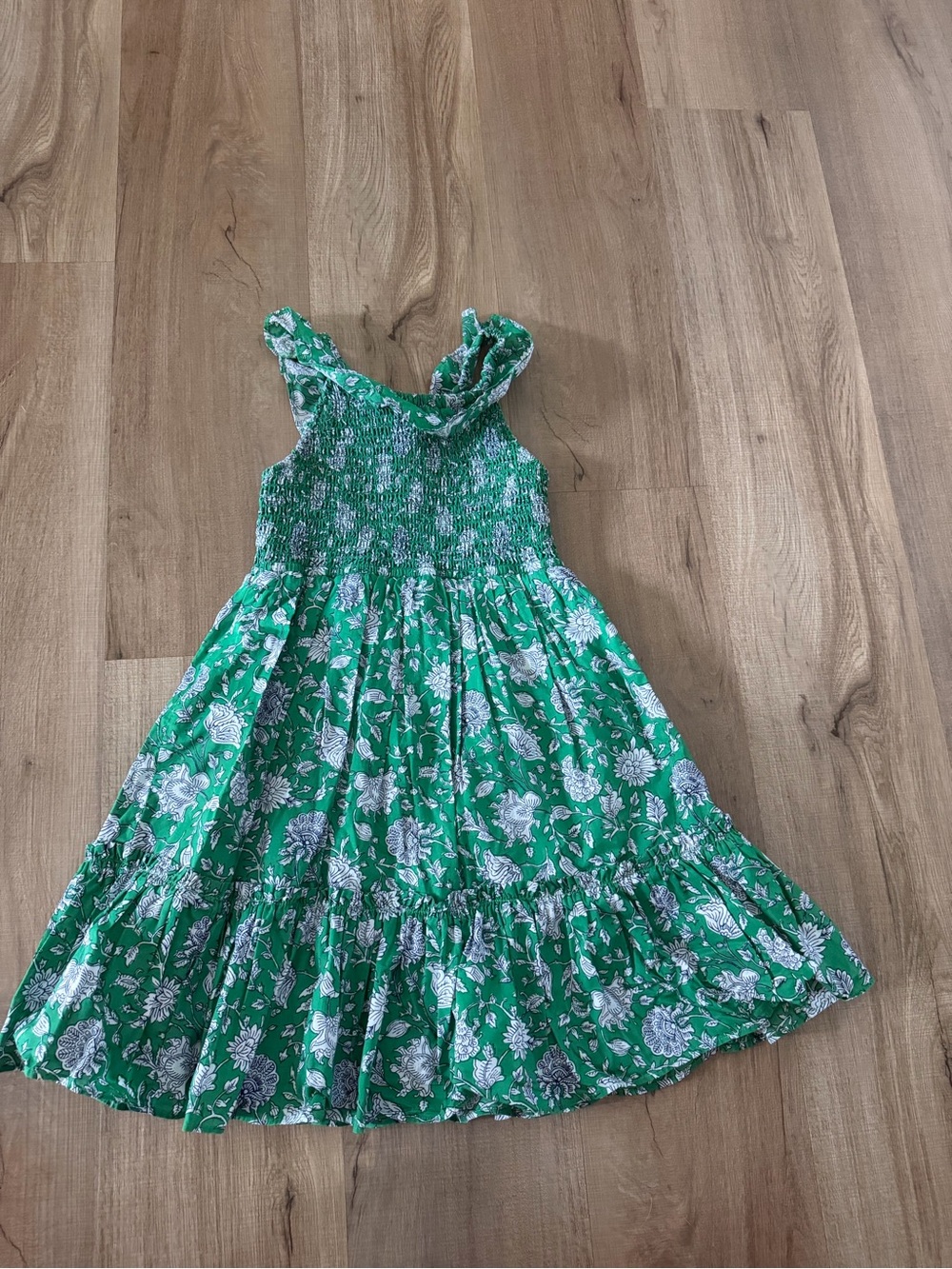 Crewcuts Girls Green Floral Smocked Sundress
